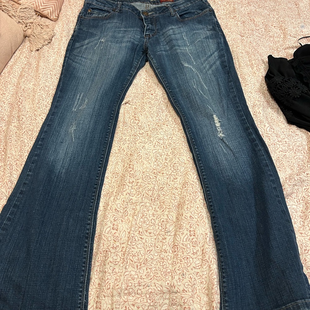 Express Women's Dark Blue Boot Cut Jeans - Picture 2 of 3